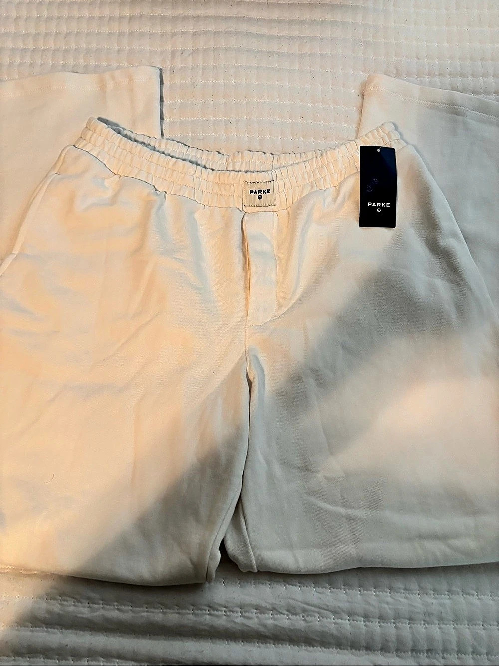 PARKE Boxer Sweatpants High Waist Cotton sweatpants in White Medium